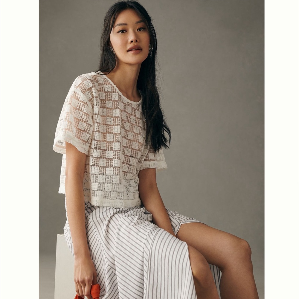 Anthropologie Sunday in Brooklyn Sheer Sequin Tee, Size L